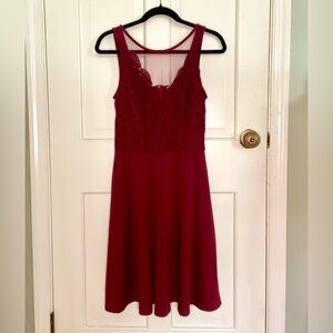 Grace Karin Burgundy Lace Mini Dress - Size Small